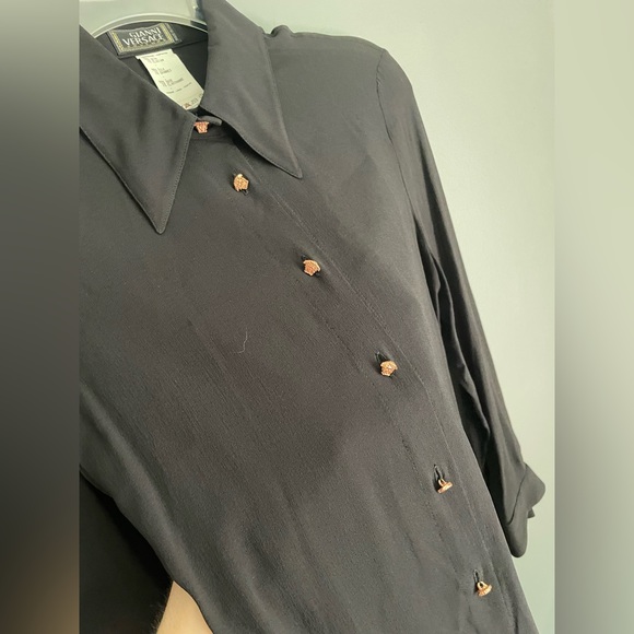 Gianni Versace Couture S/S 1999 Black Silk Medusa Head Button Down Size 44 IT - Picture 6 of 7